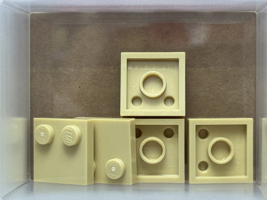 LEGO Parts - Tan Tile, Modified 2 x 2 with Studs on Edge - No 33909 - QTY 5