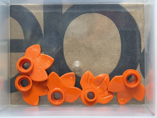 LEGO Parts - Reddish Orange Plant Plate, Round 1 x 1 3 Leaves - No 32607 - QTY 5