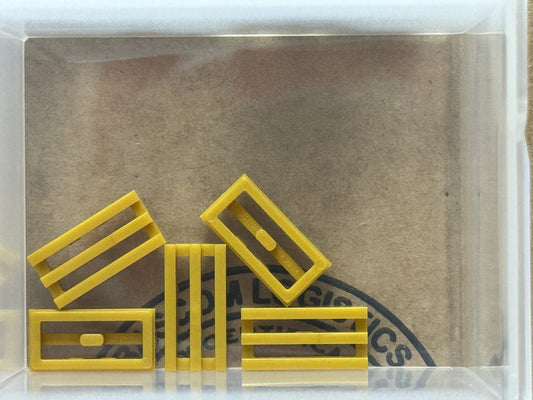 LEGO Parts - Pearl Gold Tile 1 x 2 Grille with Bottom Groove - No 2412b - QTY 5