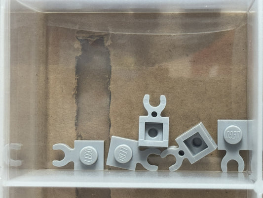 LEGO Parts - Light Bluish Gray Plate 1 x 1 Open O Clip Thick - No 4085d - QTY 5