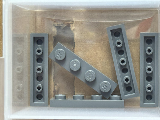 LEGO Parts - Dark Bluish Gray Plate 1 x 4 - No 3710 - QTY 5