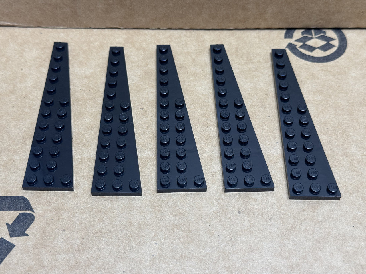 LEGO Parts - Black Wedge, Plate 12 x 3 Right - No 47398 - QTY 5