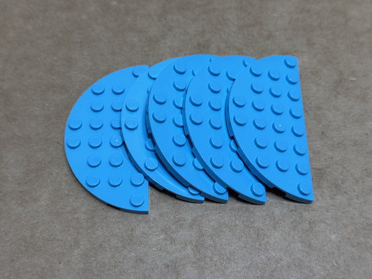 LEGO Parts - Medium Azure Plate, Round Half 4 x 8 - No 22888 - QTY 5