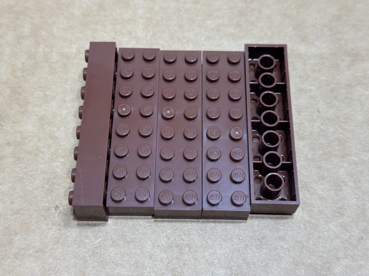 LEGO Parts - Reddish Brown Brick 2 x 8 - No 3007 - QTY 5