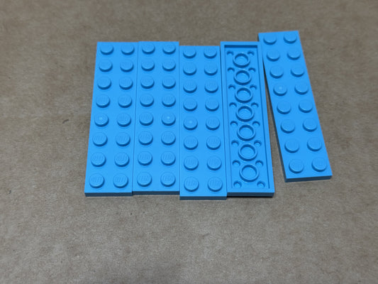 LEGO Parts - Medium Azure Plate 2 x 8 - No 3034 - QTY 5