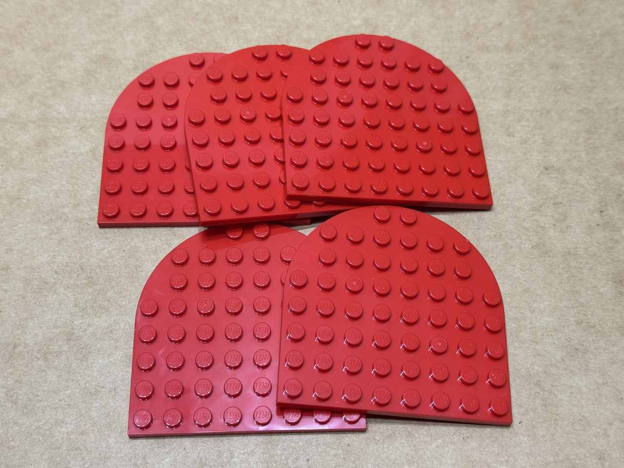LEGO Parts - Red Plate, Round 8 x 8 Rounded End - No 41948 - QTY 5