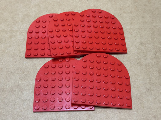 LEGO Parts - Red Plate, Round 8 x 8 Rounded End - No 41948 - QTY 5