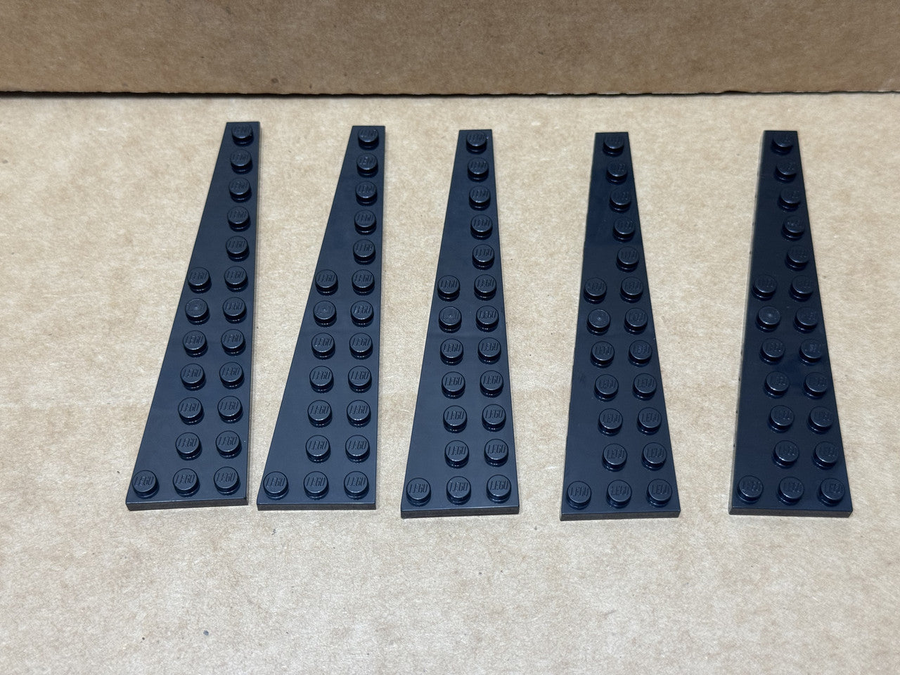 LEGO Parts - Black Wedge, Plate 12 x 3 Left - No 47397 - QTY 5