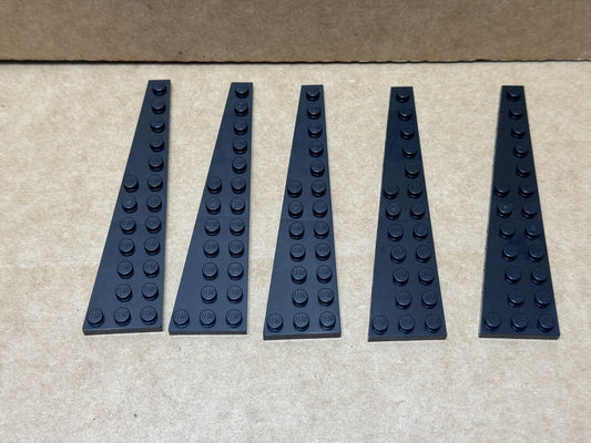 LEGO Parts - Black Wedge, Plate 12 x 3 Left - No 47397 - QTY 5