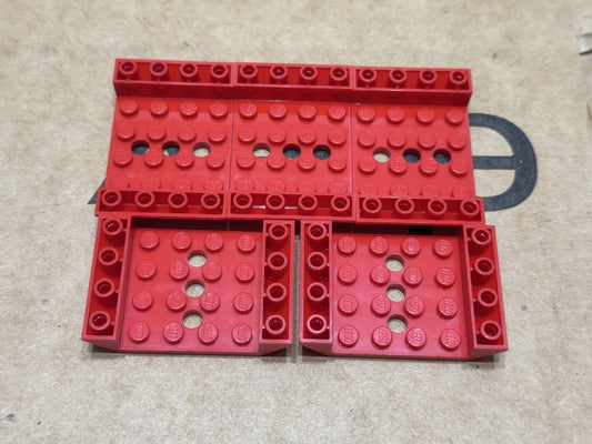LEGO Parts - Red Slope, Inverted 45 6 x 4 Double 4 x 4 Cutout - No 60219 - QTY 5