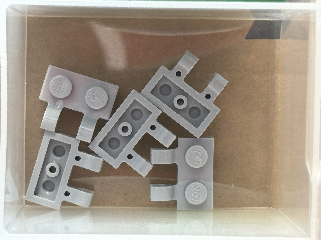 LEGO Parts - Light Bluish Gray Plate 1 x 2 2 Open O Clips - No 60470b - QTY 5