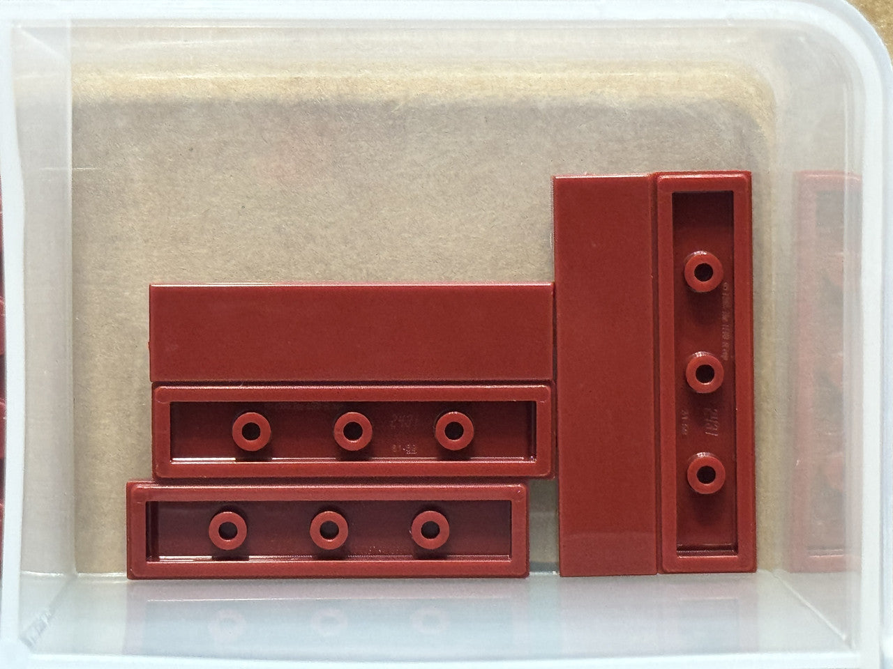 LEGO Parts - Dark Red Tile 1 x 4 - No 2431 - QTY 5