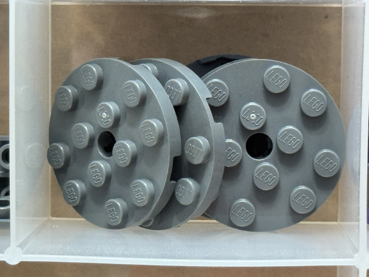 LEGO Parts - Dark Bluish Gray Plate, Round 4 x 4 with Hole - No 60474 - QTY 5