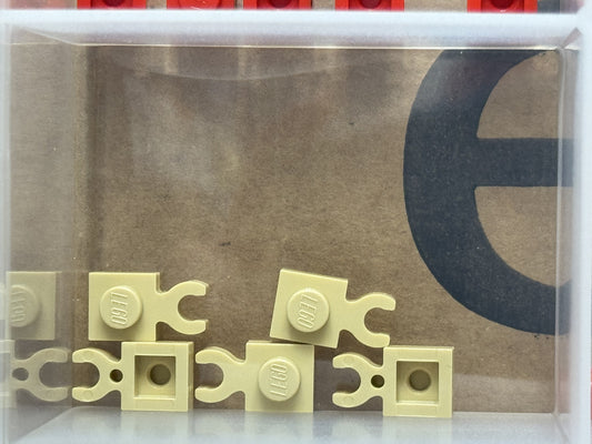 LEGO Parts - Tan Plate 1 x 1 with Open O Clip Thick - No 4085d - QTY 5