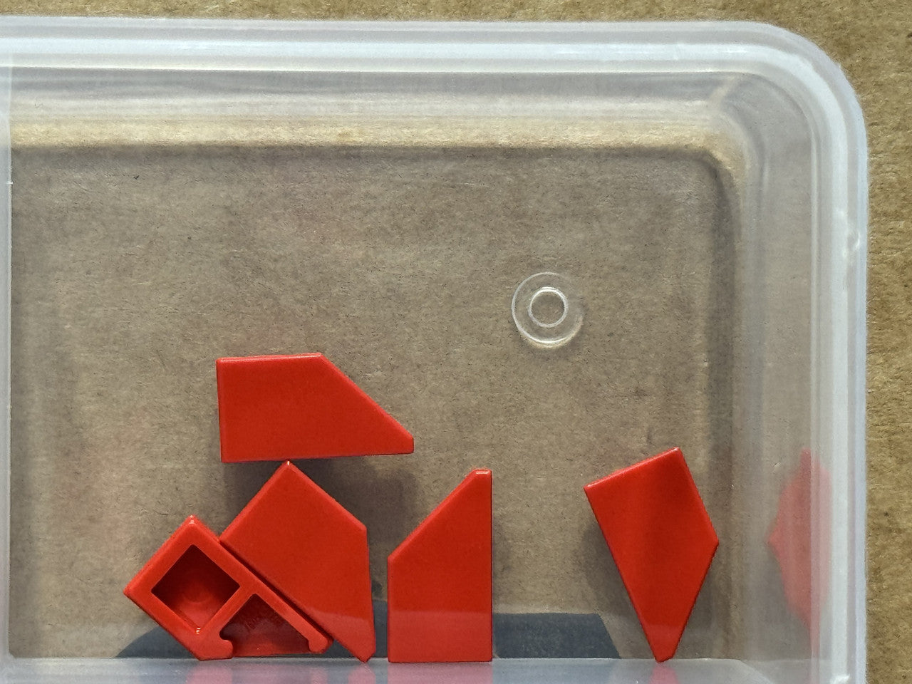 LEGO Parts - Red Tile, Modified 1 x 2 Wedge Left - No 5091 - QTY 5