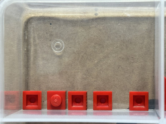 LEGO Parts - Red Plate 1 x 1 with 6 Black Stripes Pattern - No 3024pb025 - QTY 5