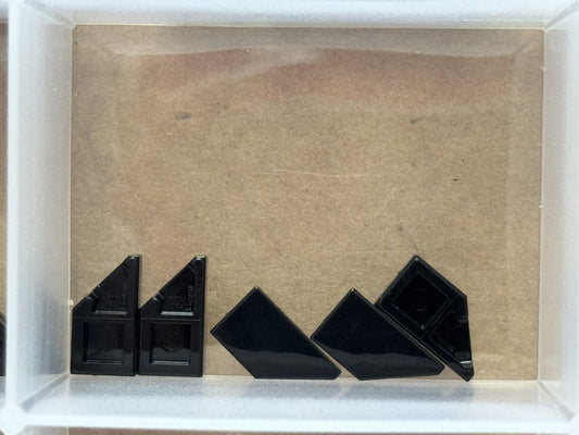 LEGO Parts - Black Tile, Modified 1 x 2 Wedge Right - No 5092 - QTY 5