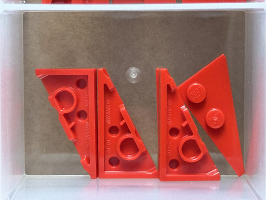 LEGO Parts - Red Wedge, Plate 4 x 2 Left, Pointed - No 65429 - QTY 5