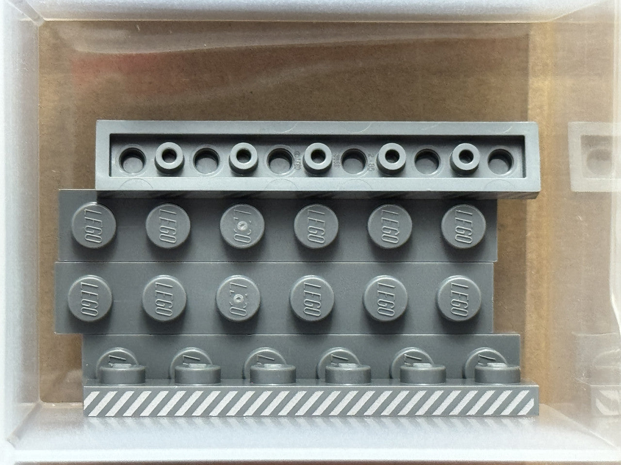 LEGO Parts - Dark Bluish Gray Plate 1 x 6 Silver Stripes - No 3666pb02 - QTY 5