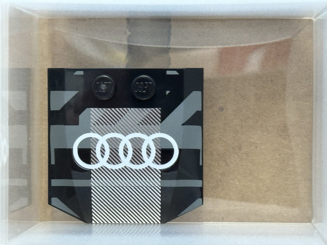 LEGO Parts - Black Wedge 4 x 4 x 2/3 White Audi Logo - No 45677pb158 - QTY 1