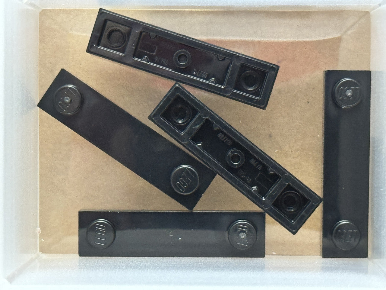 LEGO Parts - Black Plate 1 x 4 with 2 Studs with Groove - No 41740 - QTY 5