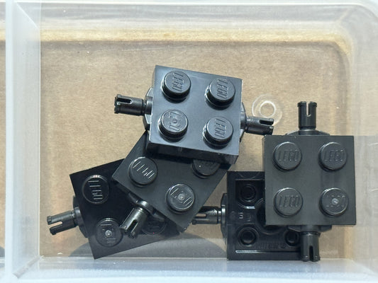 LEGO Parts - Black Plate, Modified 2 x 2 with Wheels Holder - No 4600 - QTY 5