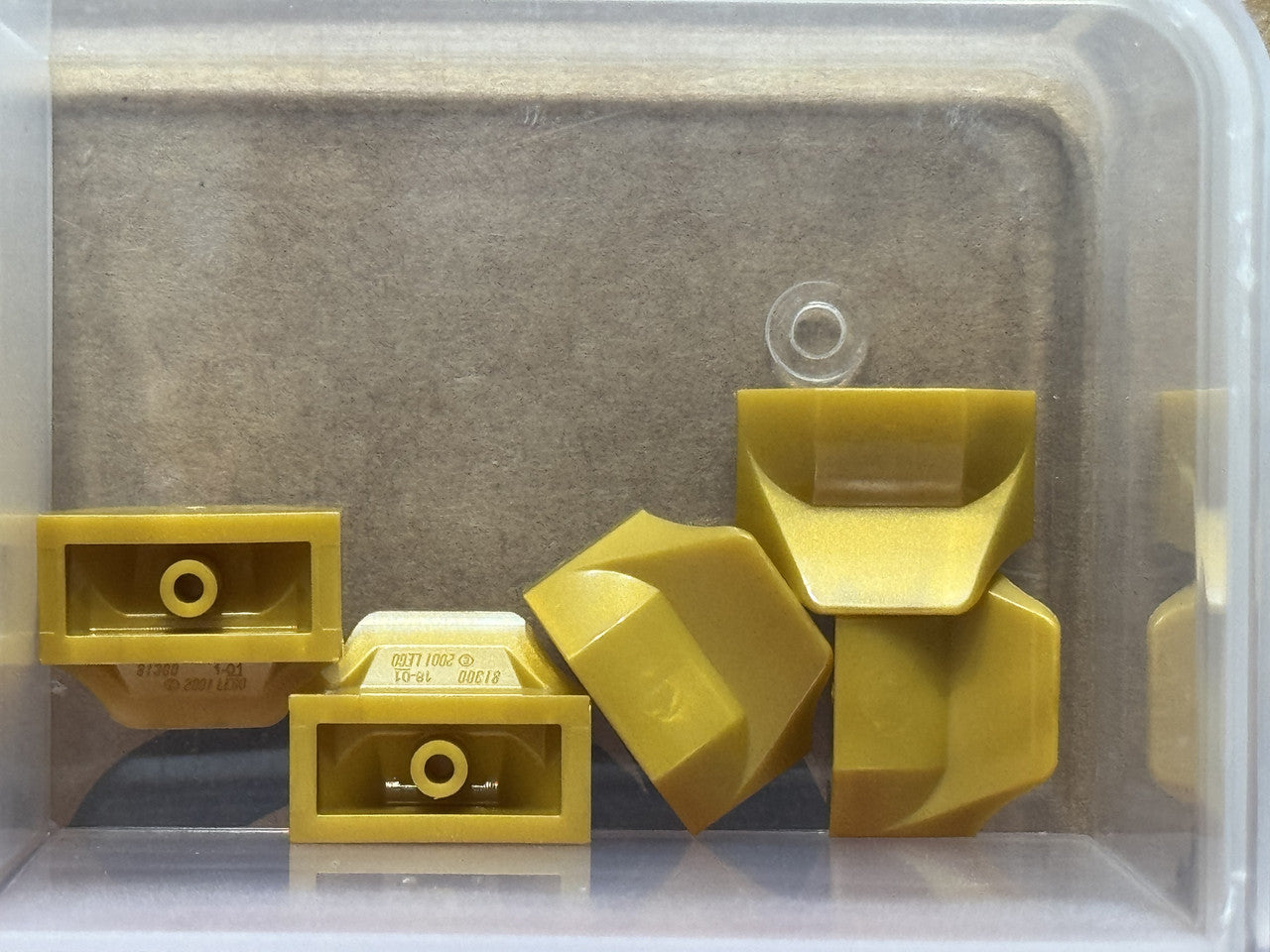 LEGO Parts - Pearl Gold Slope, Curved 1 x 2 x 2/3 Wing End - No 47458 - QTY 5