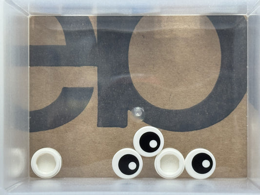 LEGO Parts - White Tile, Round 1 x 1 Black Eye Pupil - No 98138pb007 - QTY 5