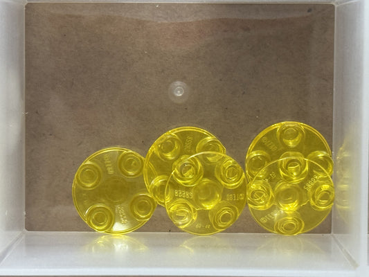 LEGO Parts - Trans-Yellow Plate, Round 2 x 2 (Boat Stud) - No 2654 - QTY 5