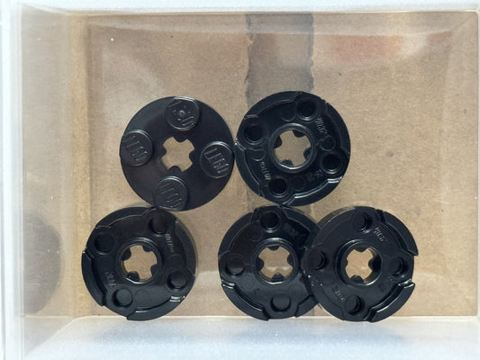 LEGO Parts - Black Plate, Round 2 x 2 with Axle Hole - No 4032 - QTY 5