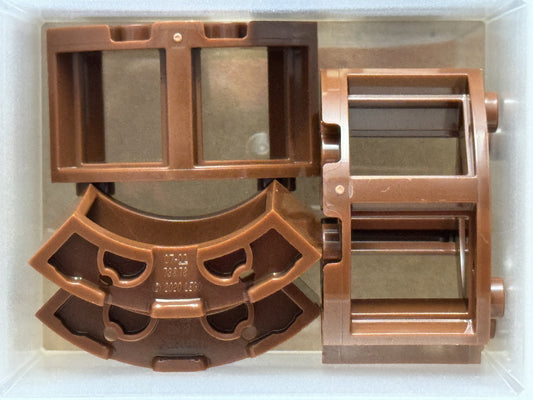 LEGO Parts - Reddish Brown Window 3 x 3 x 2 Round Corner - No 73878 - QTY 5
