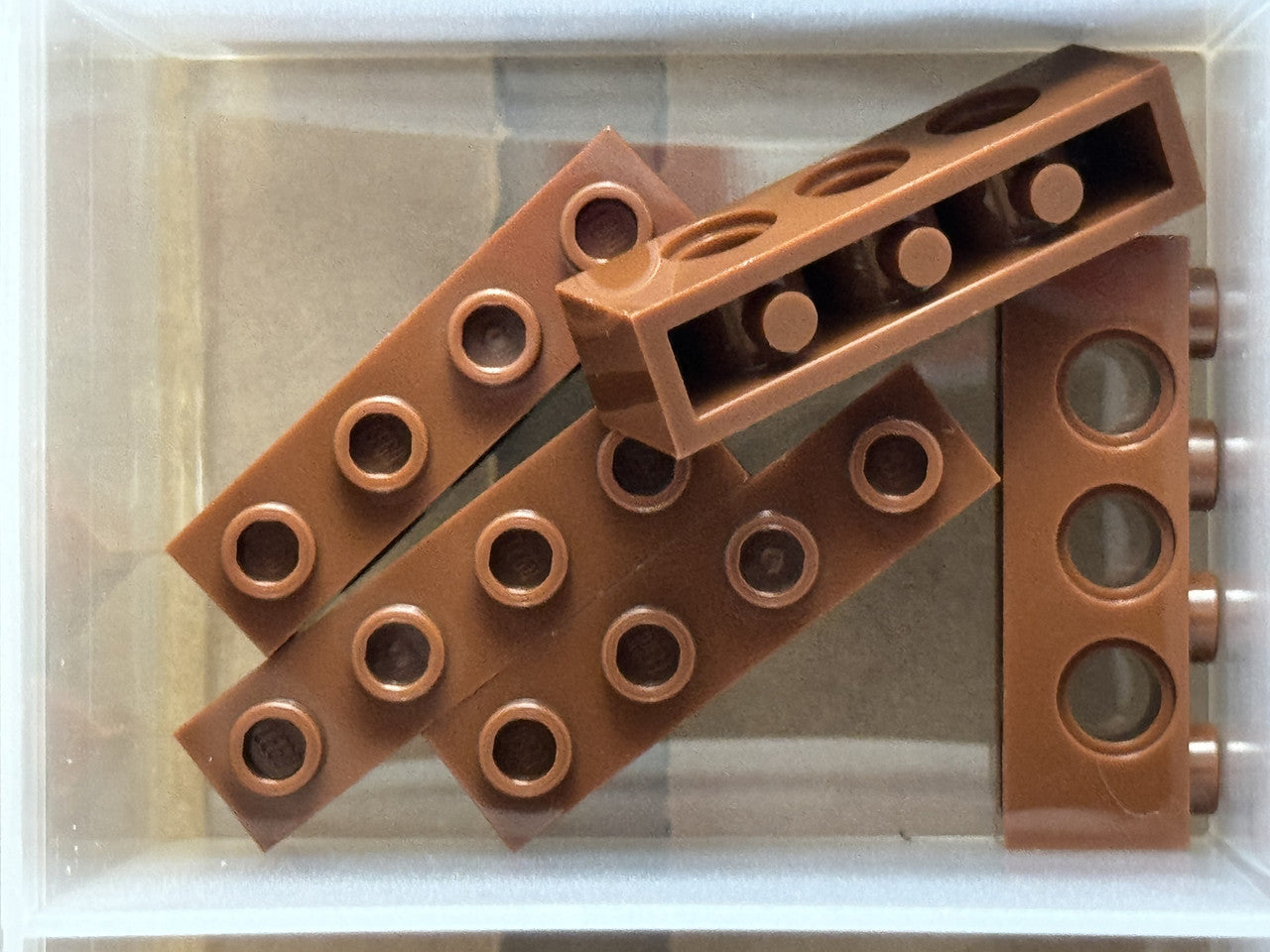 LEGO Parts - Reddish Brown Technic, Brick 1 x 4 with Holes - No 3701 - QTY 5