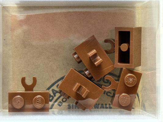 LEGO Parts - Reddish Brown Brick 1 x 2 Open O Clip Thick - No 30237b - QTY 5