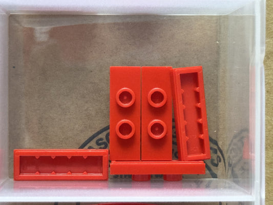 LEGO Parts - Red Plate 1 x 3 with 2 Studs - No 34103 - QTY 5