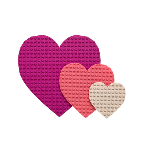 Brick Heart Shaped Baseplate - 3 Sizes, 30 Colors