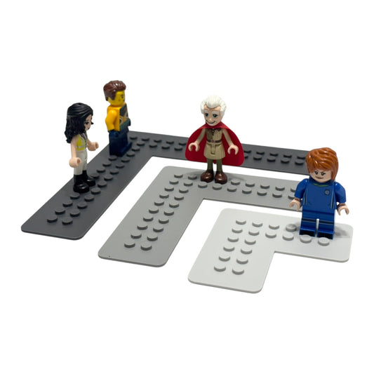 Brick Figure Stand L-Shaped Corner (Minifigure / Minidoll) - 3 Sizes, 30 Colors