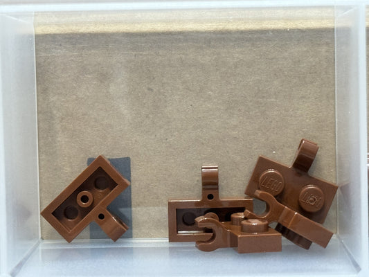 LEGO Parts - Reddish Brown Plate 1 x 2 with Clip on Side - No 11476 - QTY 5