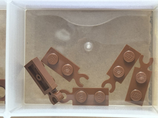 LEGO Parts - Reddish Brown Plate 1 x 2 with Clip on End - No 78256 - QTY 5
