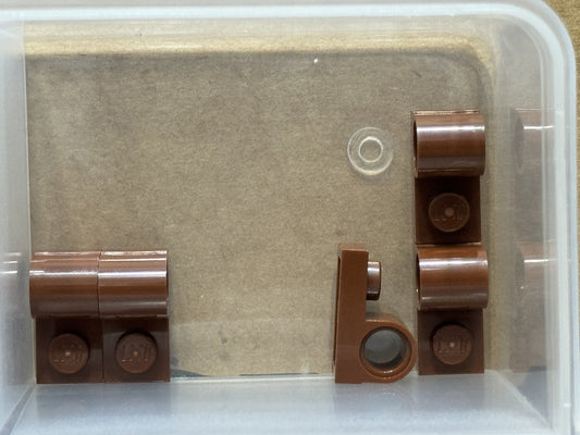 LEGO Parts - Reddish Brown Plate 1 x 2 with Pin Hole on Top - No 11458 - QTY 5