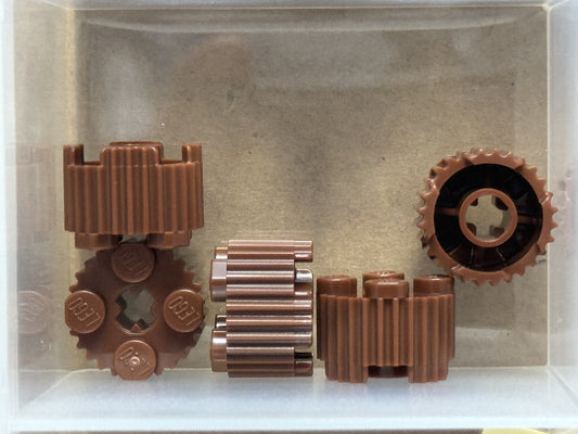 LEGO Parts - Reddish Brown Brick Round 2 x 2 Axle Hole Grille - No 92947 - QTY 5
