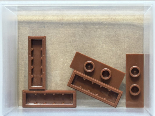 LEGO Parts - Reddish Brown Plate 1 x 3 2 Studs Double Jumper - No 34103 - QTY 5