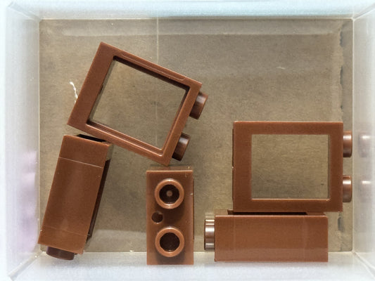 LEGO Parts - Reddish Brown Window 1 x 2 x 2 Flat Front - No 60592 - QTY 5
