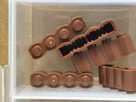 LEGO Parts - Reddish Brown Brick 1 x 4 with Log Profile - No 30137 - QTY 5
