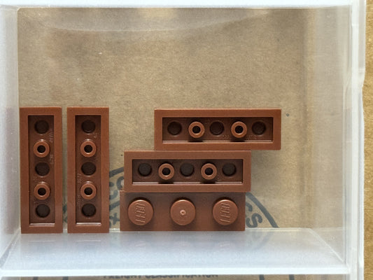 LEGO Parts - Reddish Brown Plate 1 x 3 - No 3623 - QTY 5