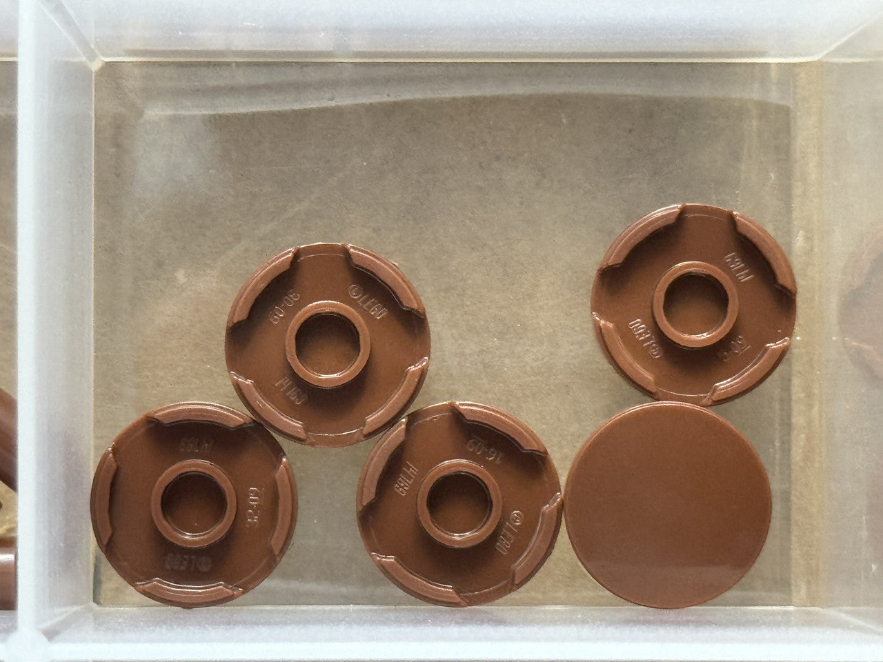 LEGO Parts - Reddish Brown Tile, Round 2 x 2 - No 14769 - QTY 5