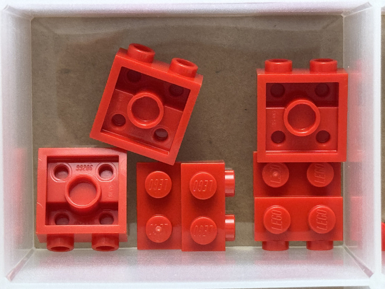LEGO Parts - Red Plate 2 x 2 x 2/3 with 2 Studs on Side - No 99206 - QTY 5