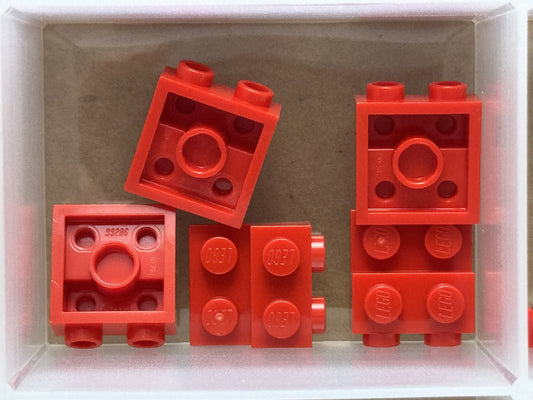 LEGO Parts - Red Plate 2 x 2 x 2/3 with 2 Studs on Side - No 99206 - QTY 5