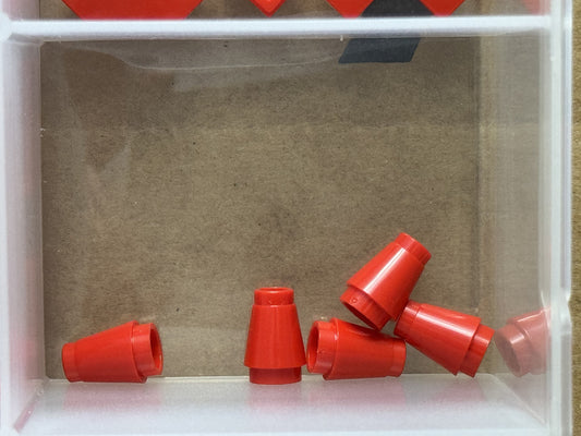 LEGO Parts - Red Cone 1 x 1 with Top Groove - No 4589b - QTY 5