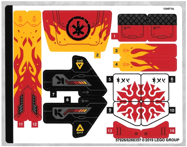 LEGO Stickers - Sheet for Set 70675 - No 70675stk01 - QTY 1