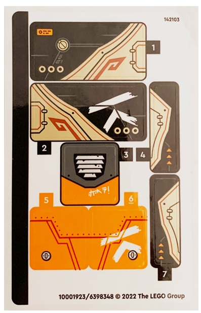 LEGO Stickers - Sheet for Set 71769 - No 71769stk01 - QTY 1